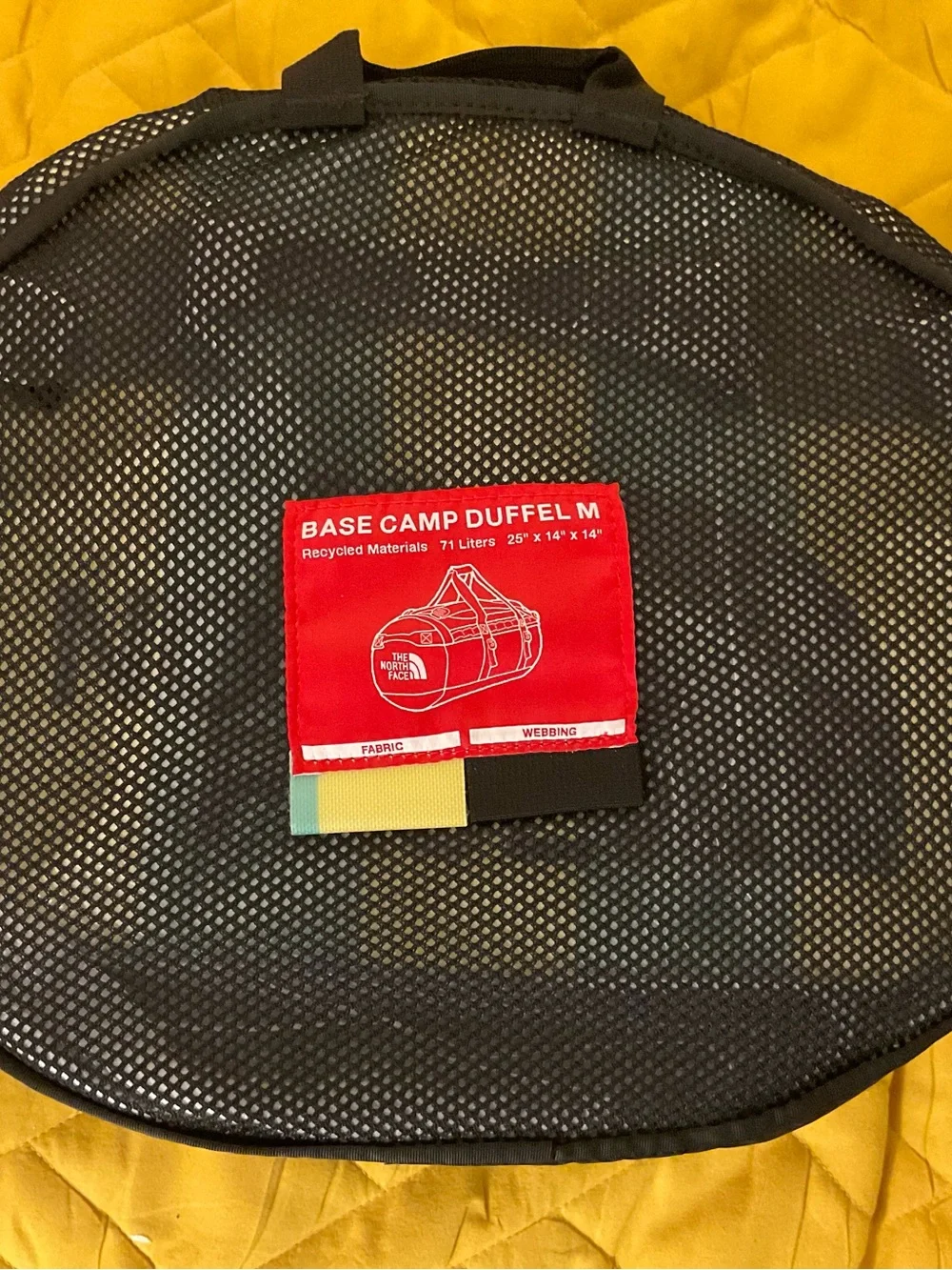 The North Face Yellow & Teal Striped Duffel Bag